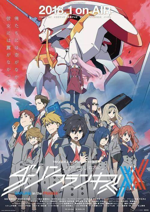 《Darling in the FranXX》2018年引进国内,当年广受欢迎,与《紫罗兰永恒花园》形成最激烈的1月霸权之争,结果,因不可抗力,这部作品于同年2月下架。