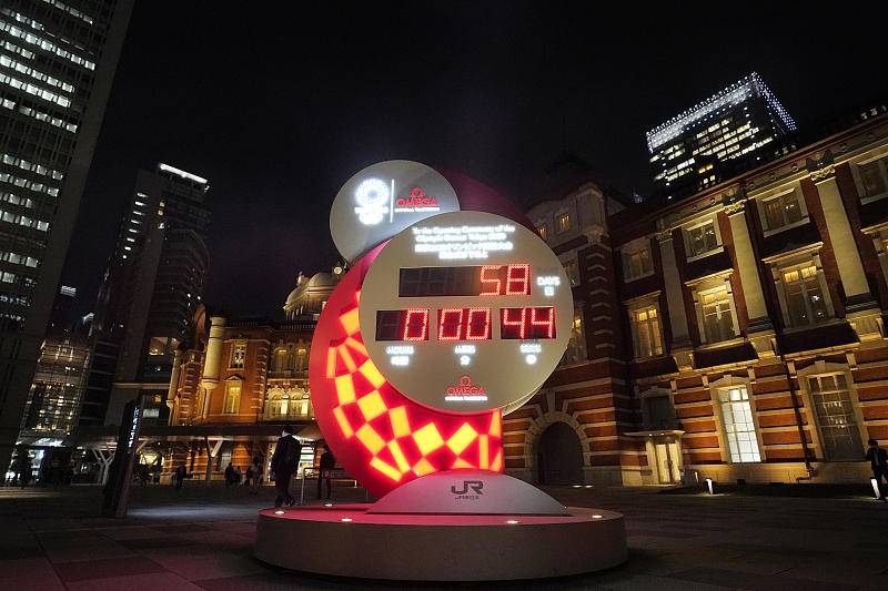 东京车站前的奥运倒计时时钟 图片:CFP