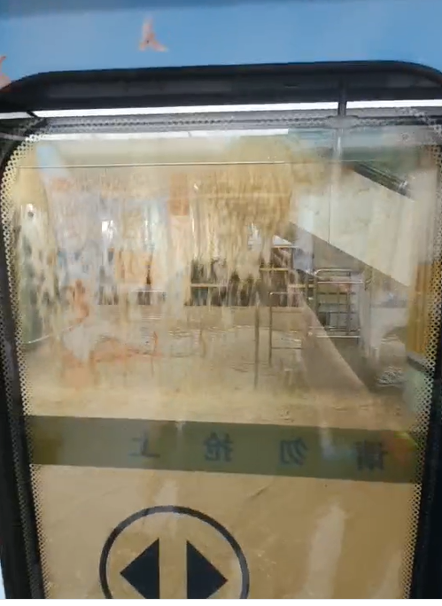 成韦在20日下午3时许在地铁车厢内拍得的站台情况。图片由受访者提供