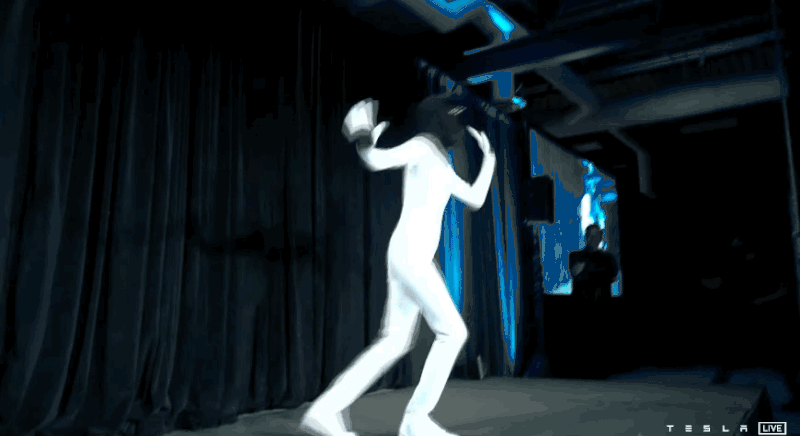 (由人扮演的)特斯拉机器人