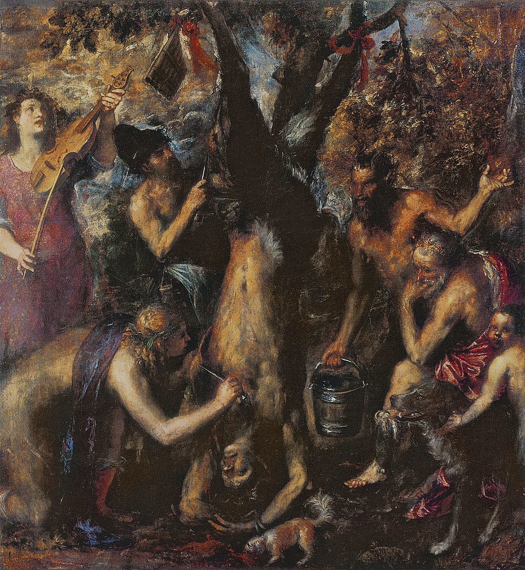 提香《被剥皮的玛尔叙阿斯》 布面油画 1756年