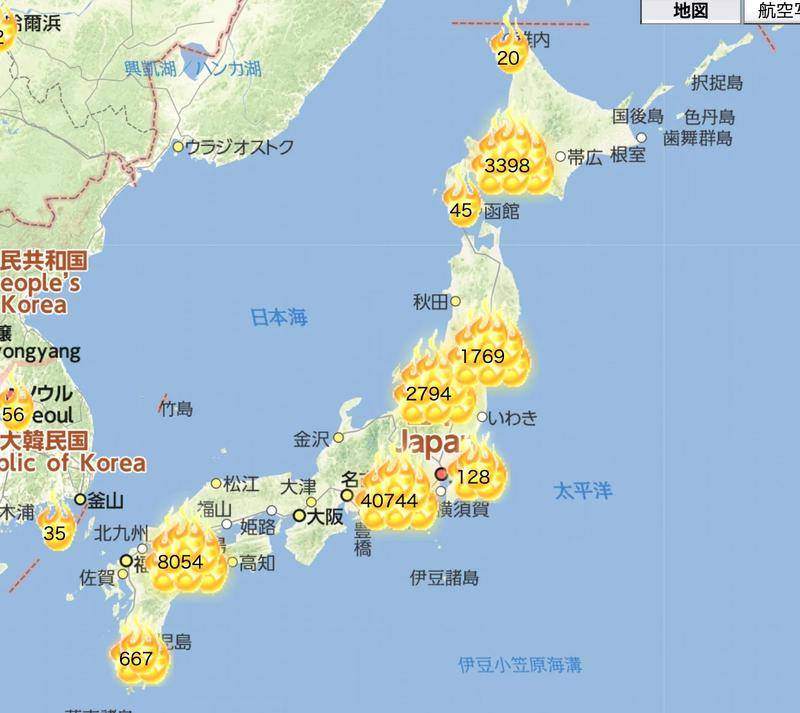 日本知名凶宅披露网站“大岛Teru”上所标示的事故屋,数量庞大、覆盖全日本,图片:网络